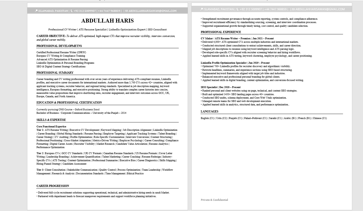 ATS CV Writing Services